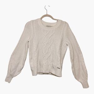 Abercrombie & Fitch Ivory White Cable Knit Sweater Minimalist Cozy Classic Small